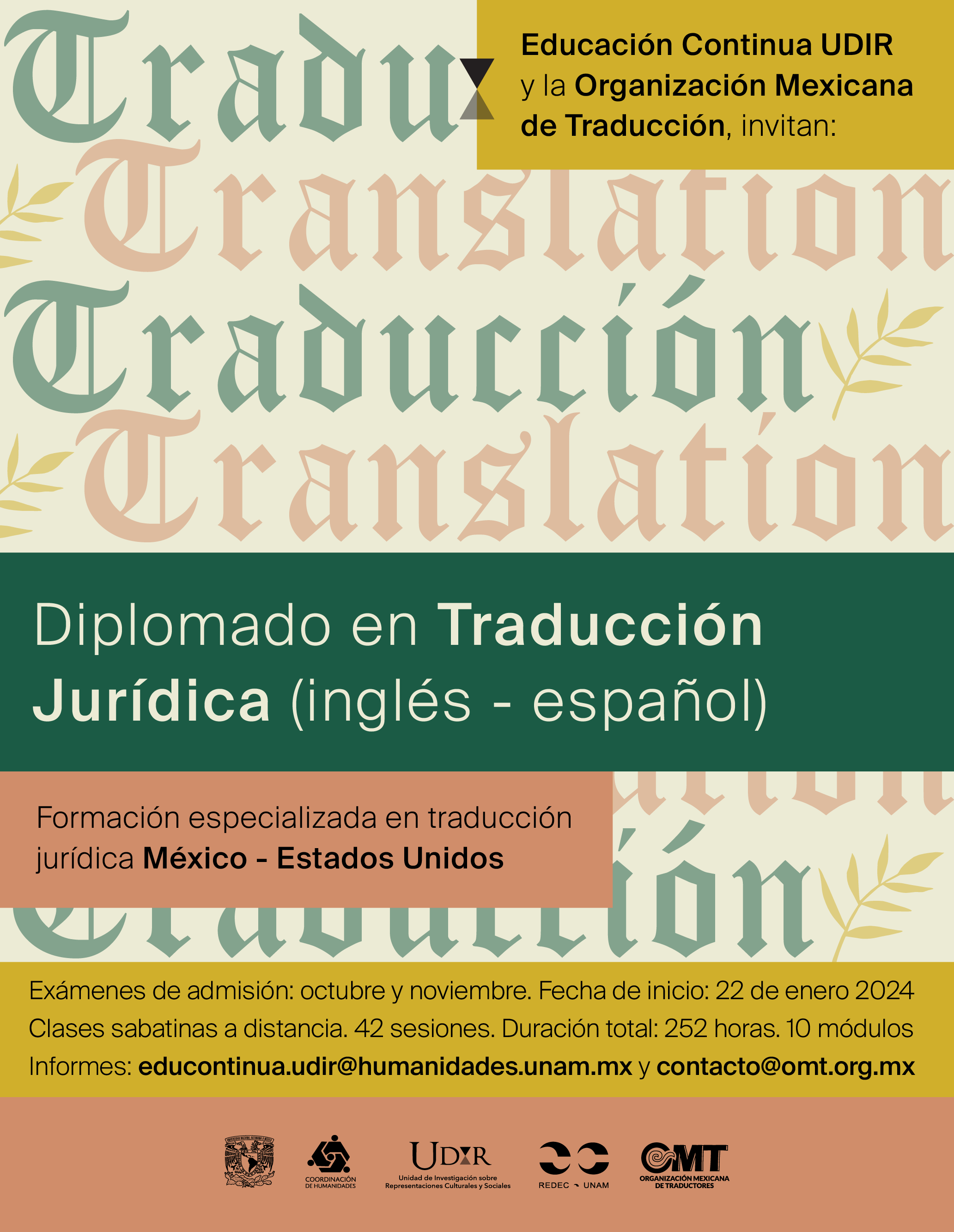 Diplomado en Traducción Jurídica | Inglés - Español | A distancia - sincrónica | UDIR - OMT